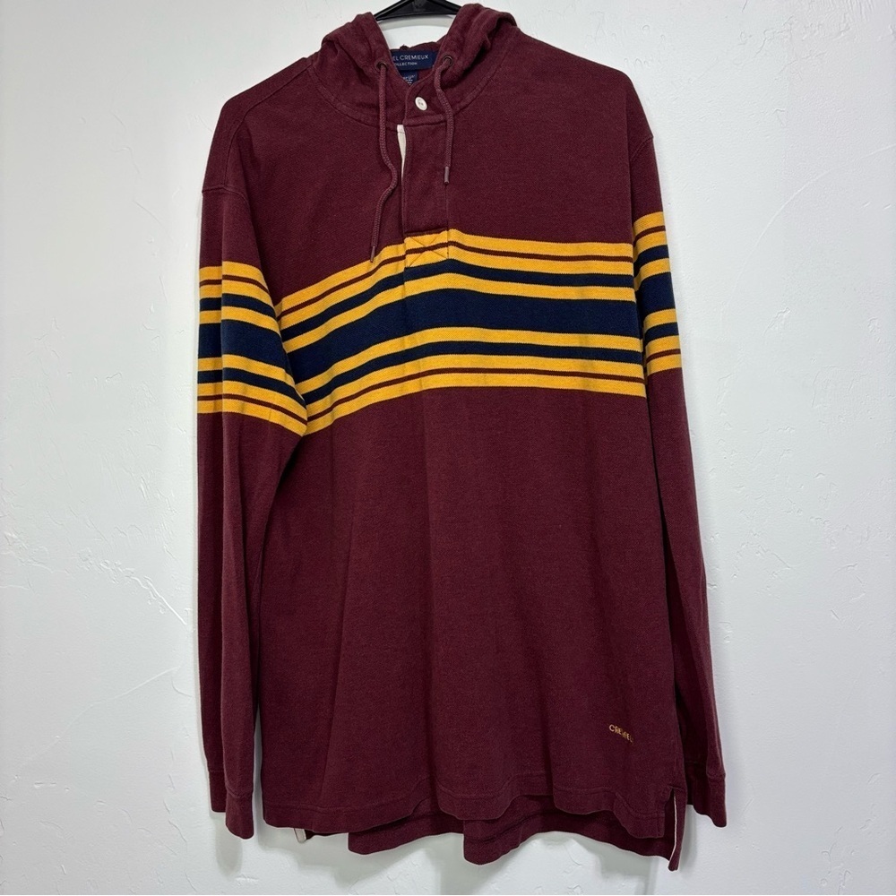 Daniel Cremieux Collection Y2K VTG 100% Cotton Striped Long Sleeve Hooded Large